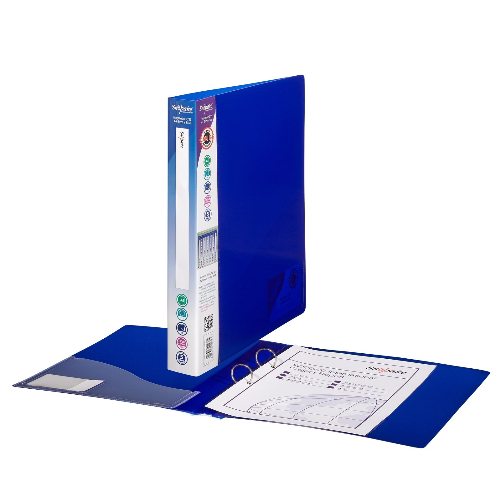 10159_1 Snopake RingBinder 2/25 'O' Ring A4 Electra Blue- 10 Binders - Image 1