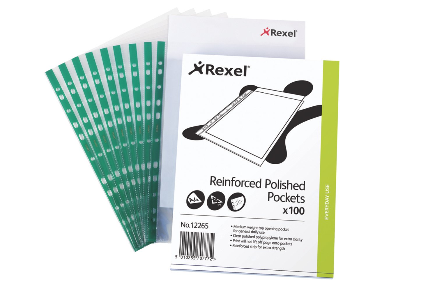 104859 Rexel Copy-King Punched Pockets A4 90 Micron (100) - Image 1