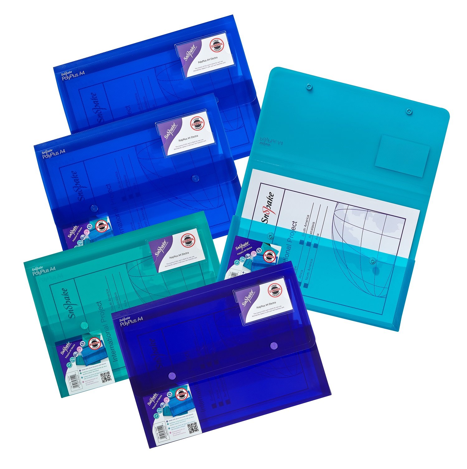 11756 Snopake PolyPlus A4 Electra Assorted- 5 Files - Image 1