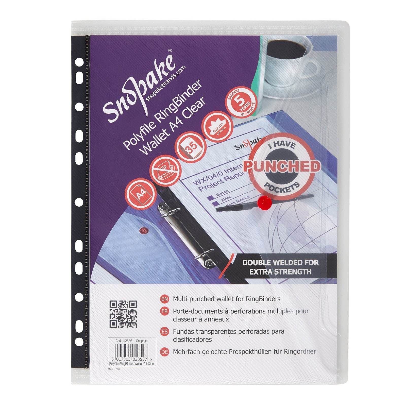 12566_1 Snopake Polyfile RingBinder Wallet A4 Clear- 5 Files - Image 1