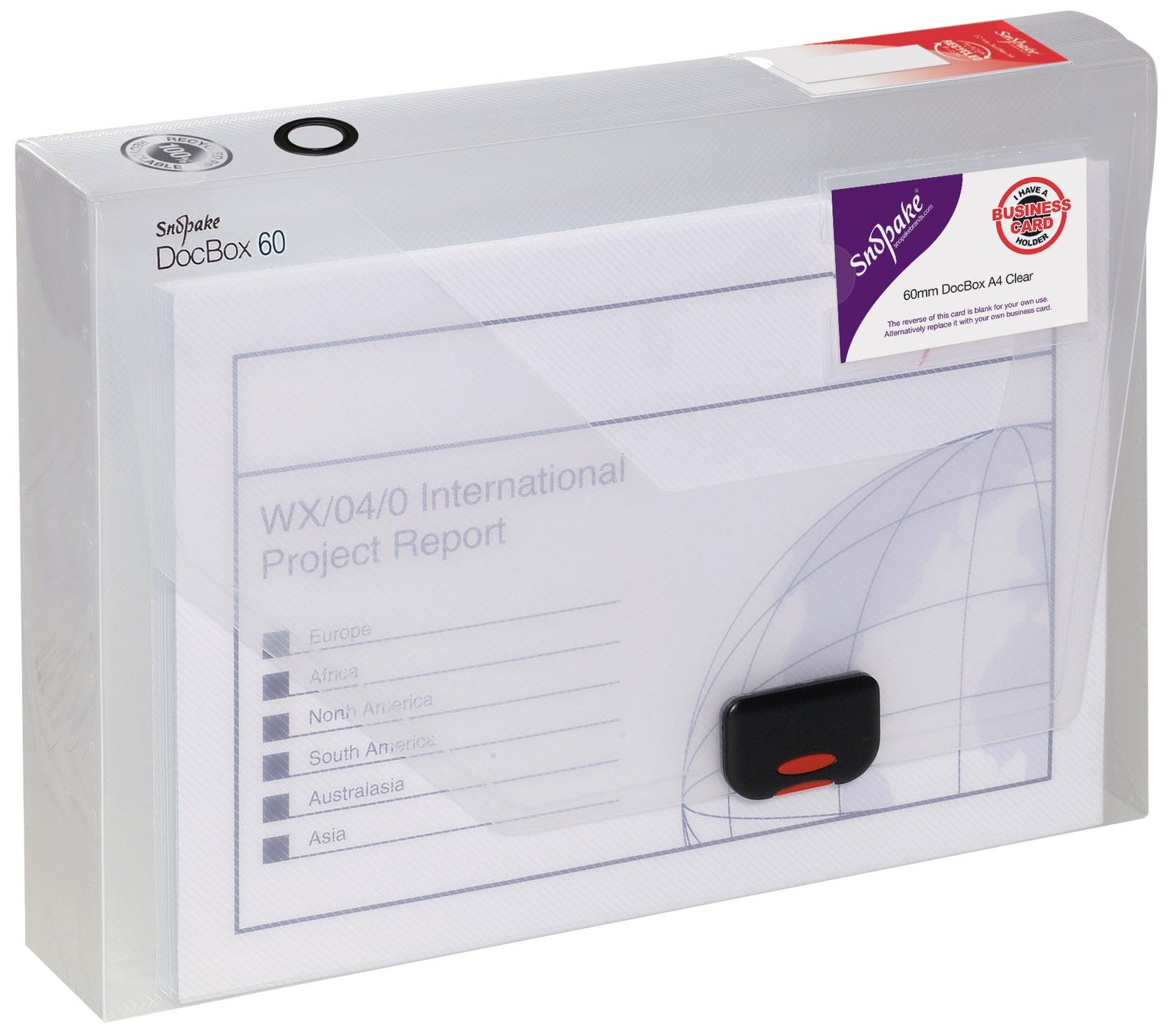 12871_grs_recycled_docbox_60mm_clear Snopake GRS DocBox 60 A4 Clear- 1 Box - Image 1