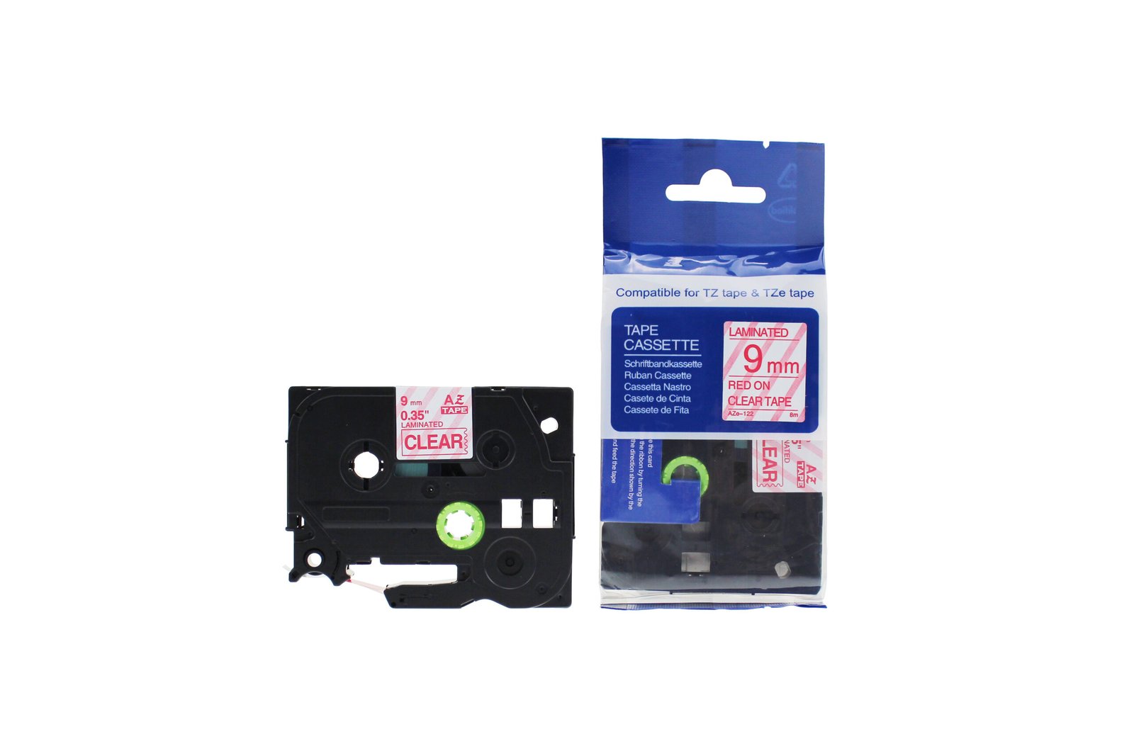 12910122 Comp Brother P Touch TZe-122 (YT-122) Labelling Tape Cassette Red on Clear also for TZ-122 - Image 1