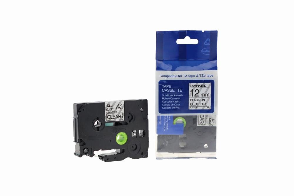 12910131 Comp Brother P Touch TZe-131 (YT-131) Labelling Tape Cassette Black on Clear also for TZ-131 - Image 1