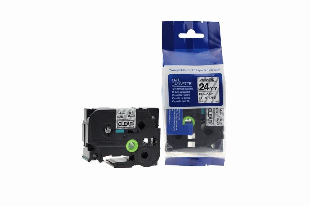 12910151 Comp Brother P-Touch TZe-151 Labelling Tape Cassette Black on Clear also for TZ-151 - Image 1