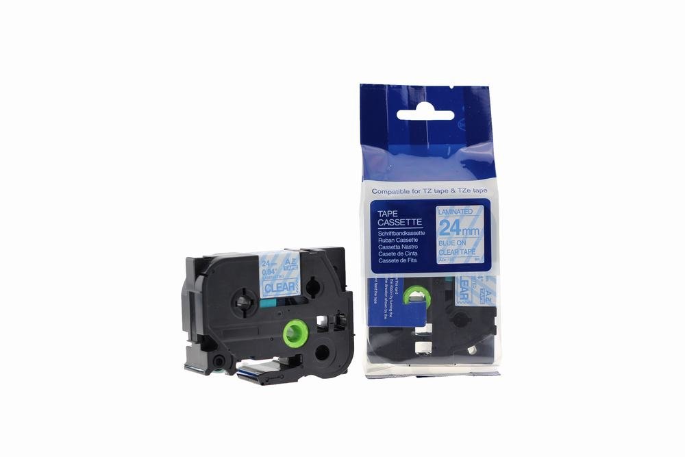 12910153 Comp Brother P-Touch Tze-153 Labelling Tape Cassette Blue on Clear also for TZ-153 - Image 1