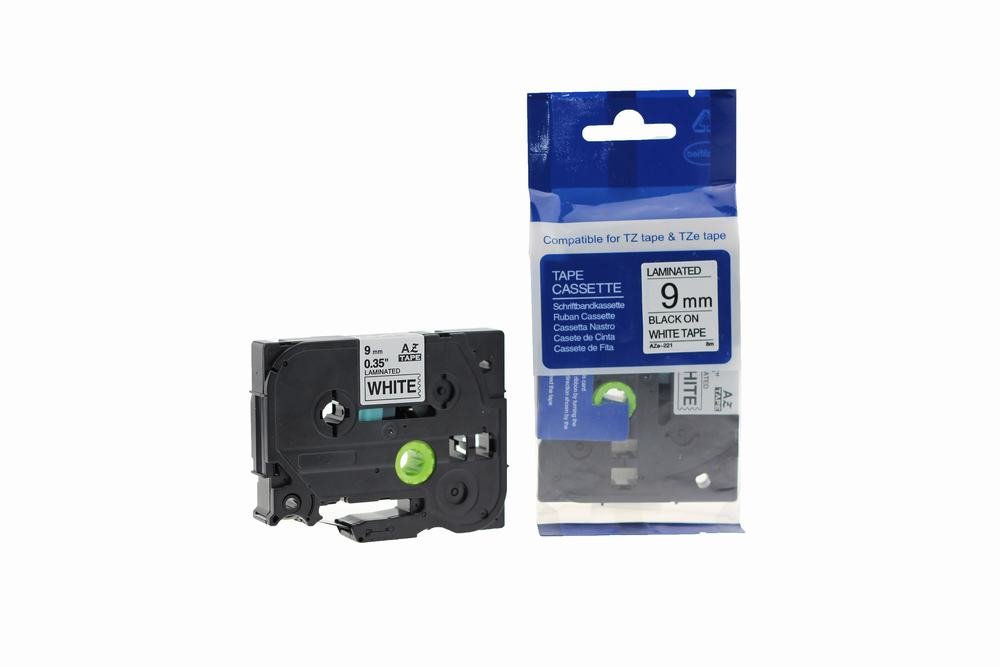 12910221 Comp Brother P Touch TZe-221 (YT-221) Labelling Tape Cassette Black on White also for TZ-221 - Image 1