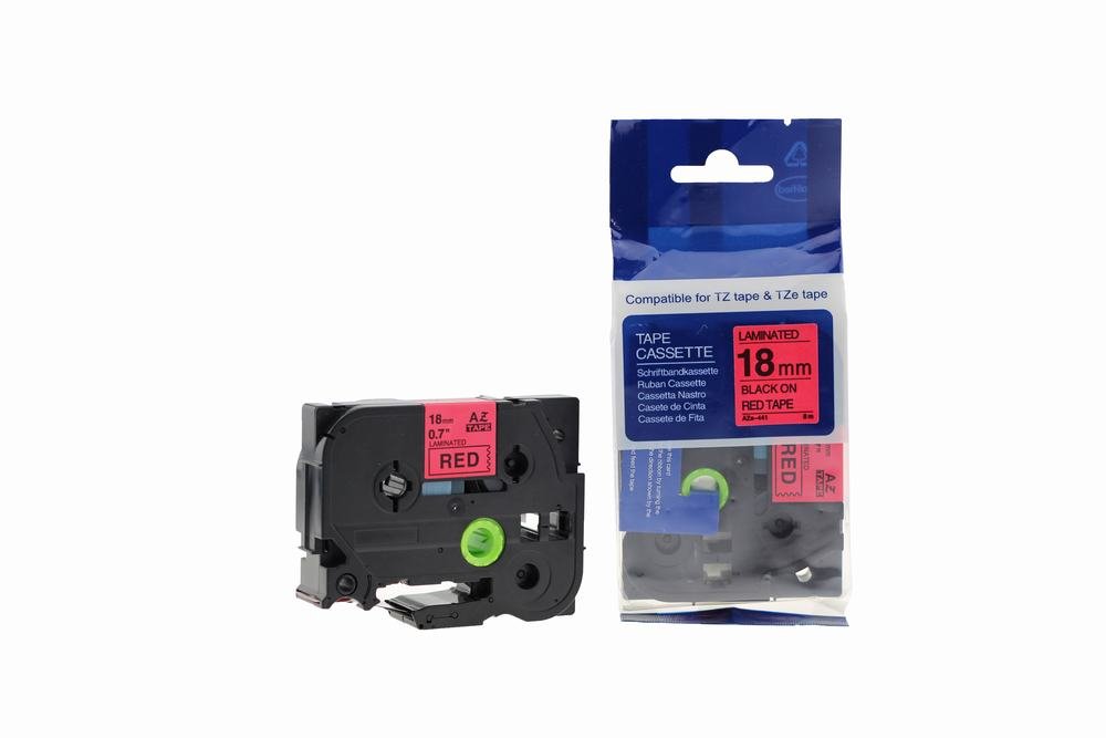 12910441 Comp Brother P Touch TZe-441 (YT-441) Labelling Tape Cassette Black on Red also for TZ-441 - Image 1