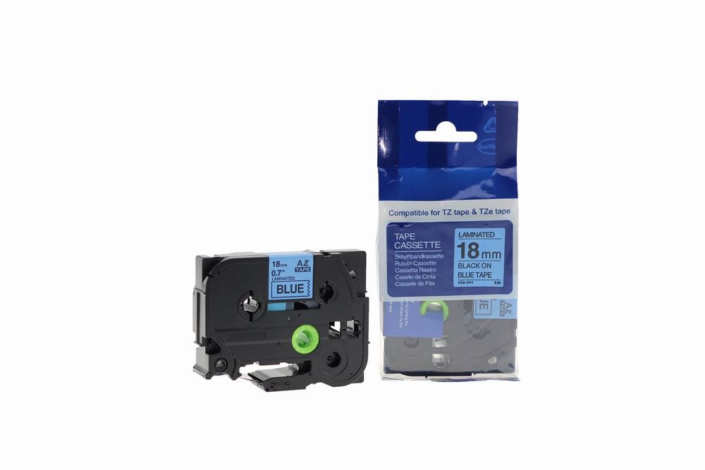 12910541 Comp Brother P Touch TZe-541 (YT-541) Labelling Tape Cassette Black on Blue also for TZ-541 - Image 1