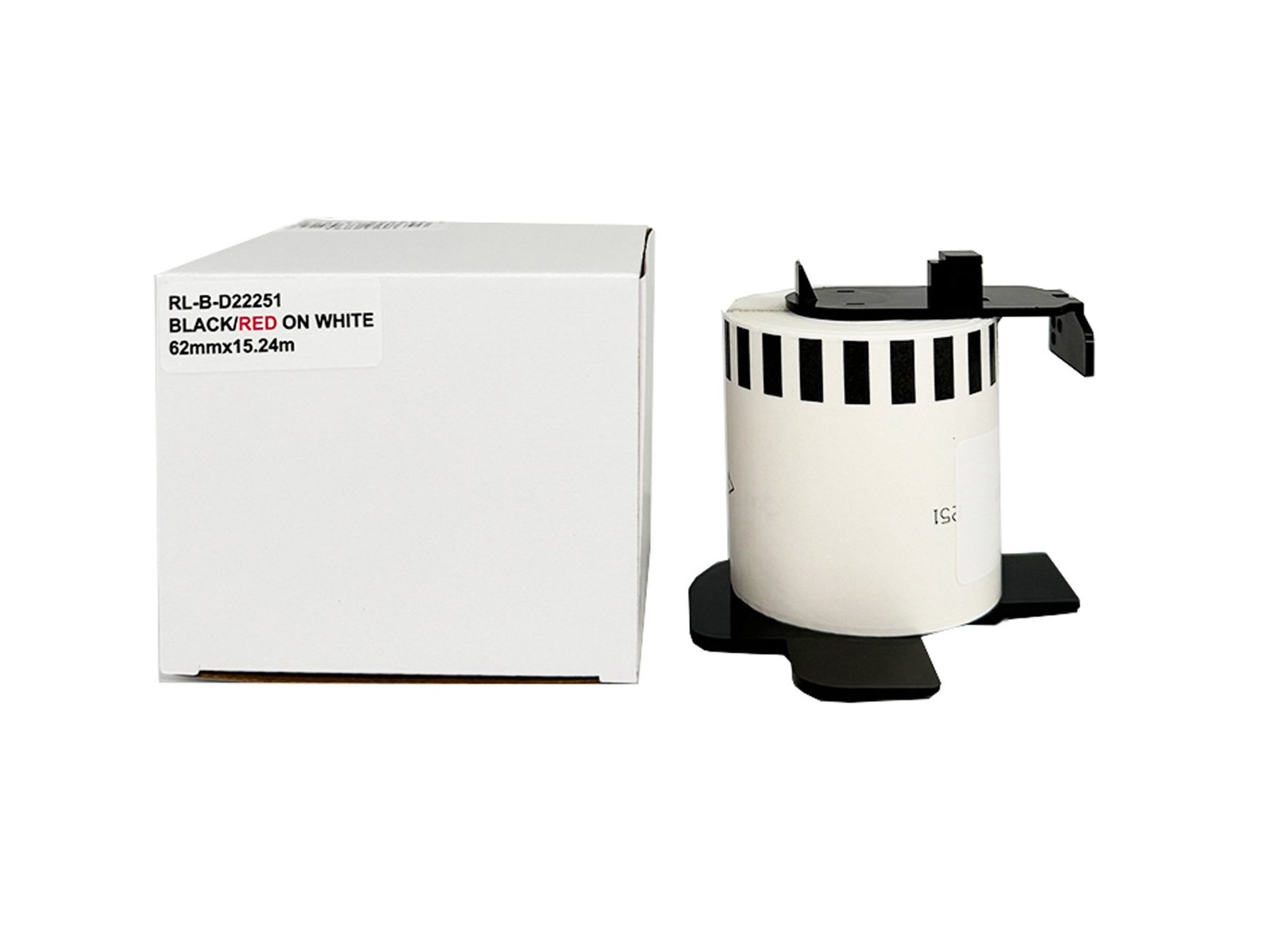 12912251 Comp Brother DK-22251 Continuous Paper Tape Red/Black on White - Image 1