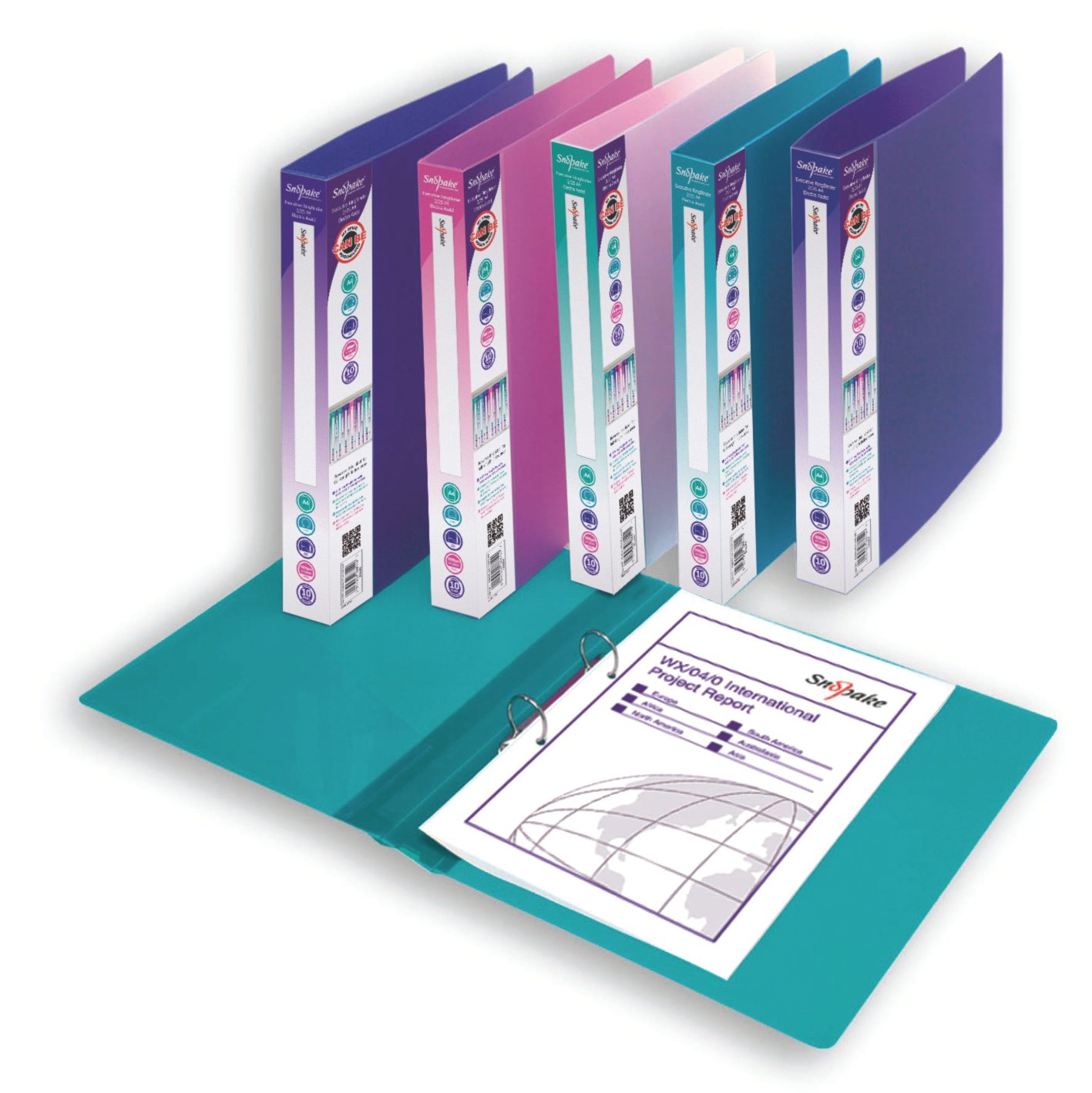 13377 Snopake Executive Ringbinder 2/25 'O' Ring A4 Electra Asstd- 10 Binders - Image 1