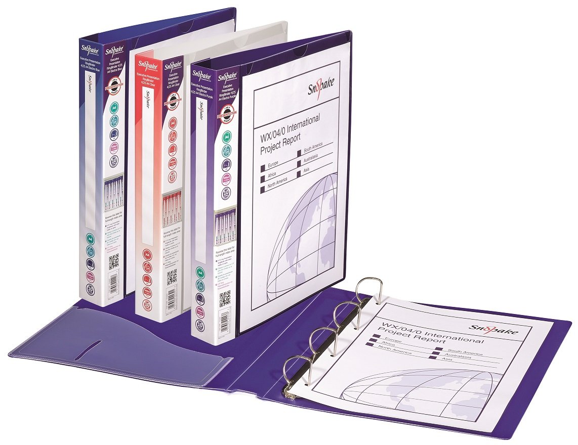 13392_1 Snopake Executive Presentation RingBinder 4/25 'D' Ring A4 Electra Asstd- 10 Binders - Image 1