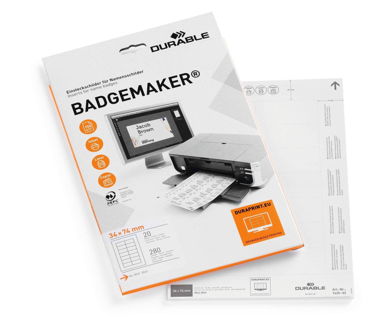 142502_1 Durable BADGEMAKER Inserts 34x74mm (280) - Image 1