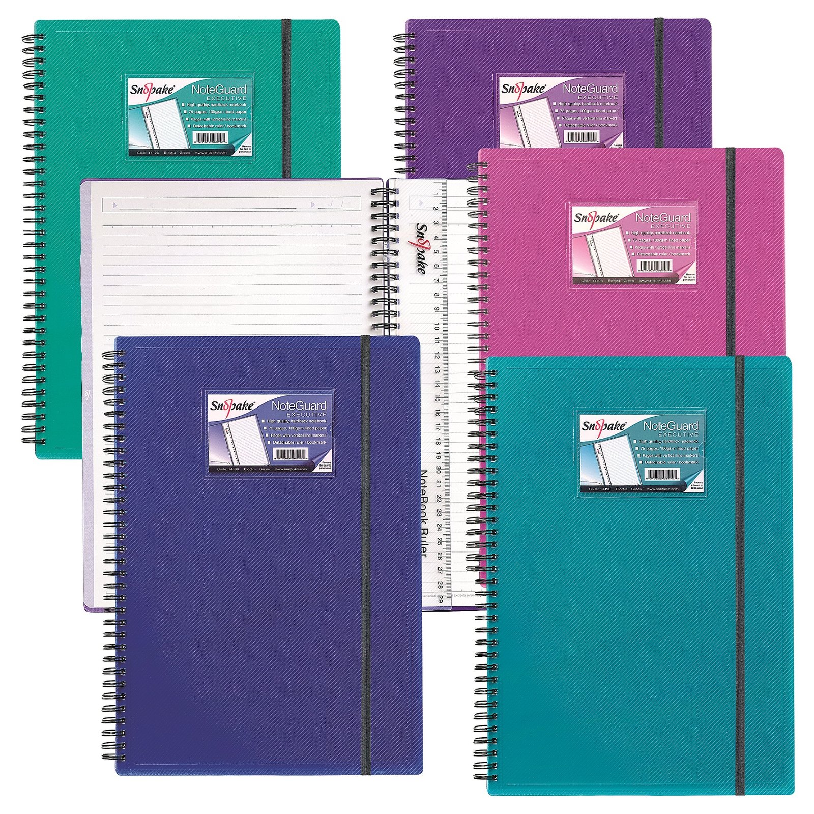 14321 Snopake FSC NoteGuard 75 Sheets/ 150 Pages A4 Notebook- 5 Books - Image 1