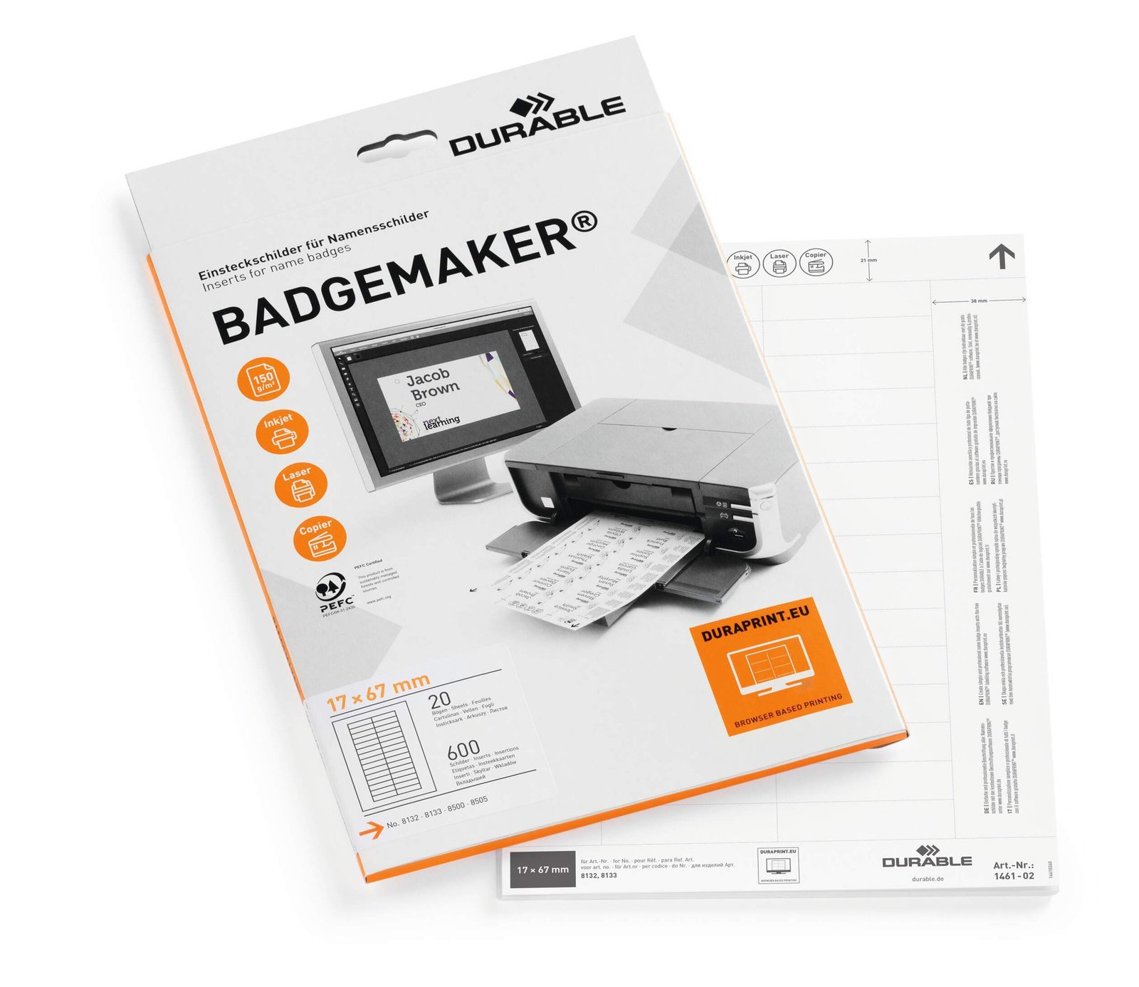 146102_1 Durable BADGEMAKER Inserts 17x67mm (600) - Image 1