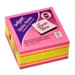 Snopake FSC Pink Rainbow NeonMix Sticky Notes 450 Sheet Cube- 1 Cube