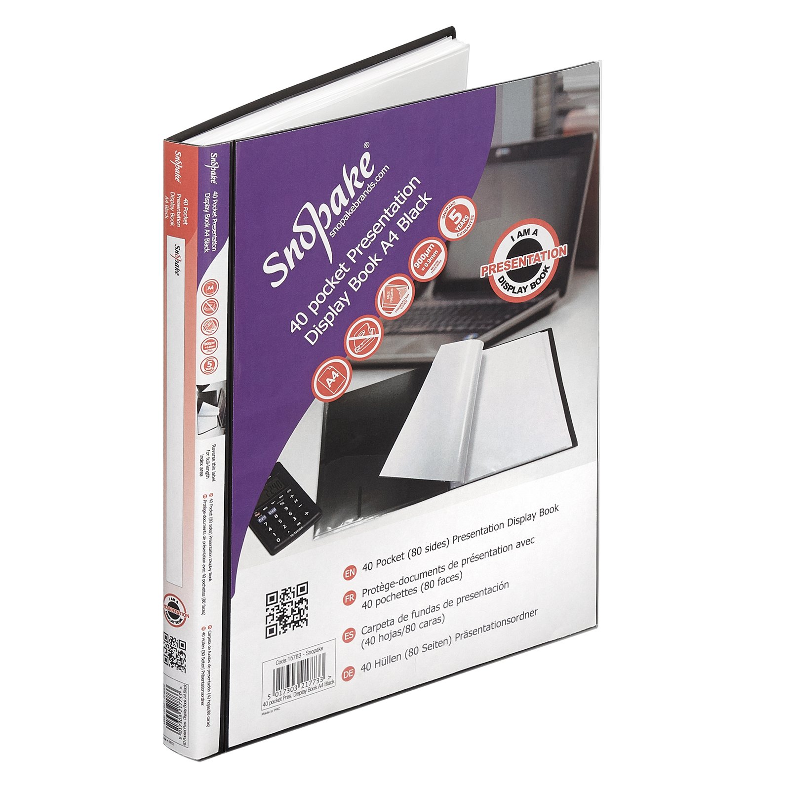 15783_1 Snopake Presentation Display Book 40 Pocket / 80 sides to view A4 Black- 1 Book - Image 1