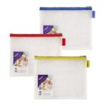 Snopake EVA Mesh Zippa Bag A5 Assorted- 3 Bags