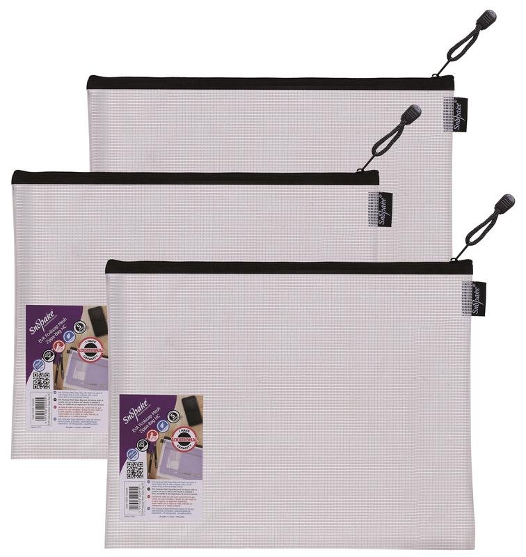 15839_1 Snopake EVA Mesh HC Zippa Bag Foolscap Black- 3 Bags - Image 1