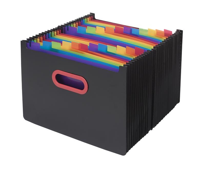 15852_1 Snopake Rainbow & Black 24 part Desk Expander A4- 1 Organiser - Image 1