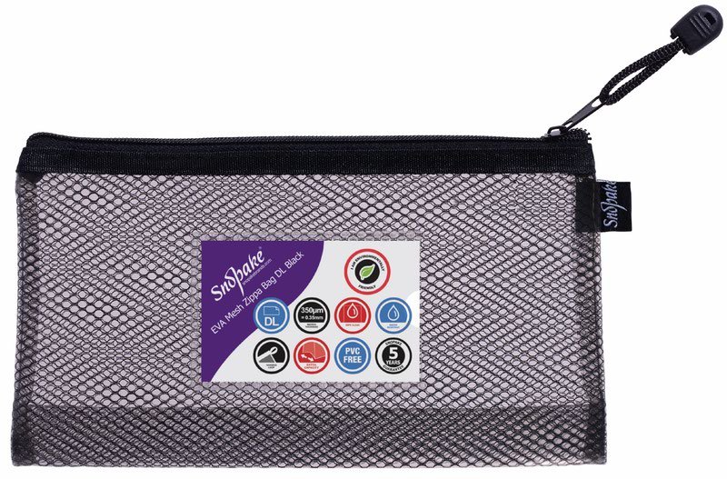15879_eva_black_mesh_dl_zippa_bag Snopake EVA Black HC Mesh Zippa Bag DL- 3 Bags - Image 1