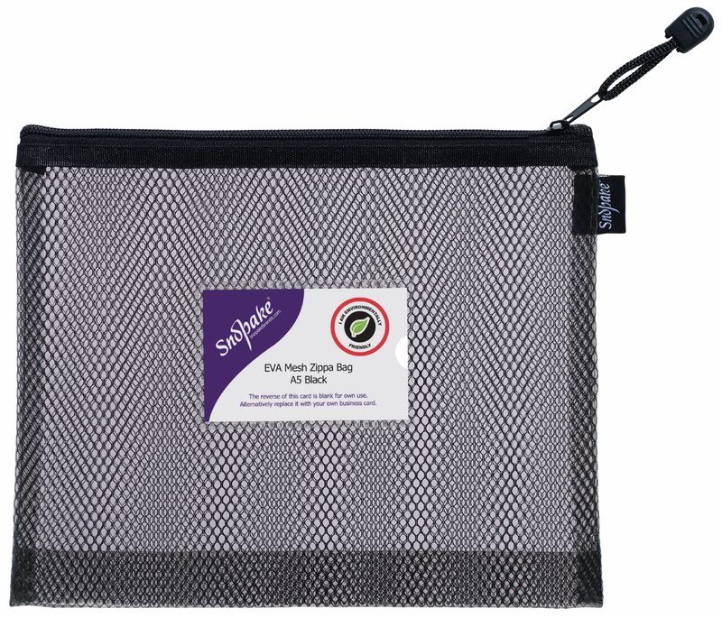 15880_eva_black_mesh_a5_zippa_bag Snopake EVA Black HC Mesh Zippa Bag A5- 3 Bags - Image 1
