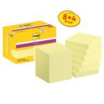 Post-itÂ® Super Sticky Notes Canary Yellow 47.6 mm x 47.6 mm Promo Pack 90 Sheets/Pad 8 + 4 FREE Pads/Pack Cardboard Pack 100% PEFC SGSCH-PEFC-C