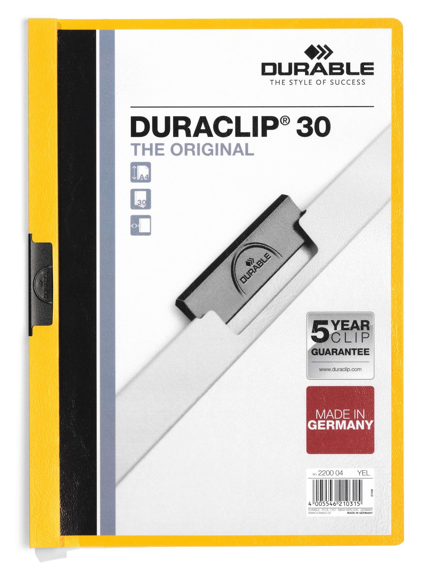 220004_1 Durable DURACLIP 30 A4 Folder Yellow (25) - Image 1