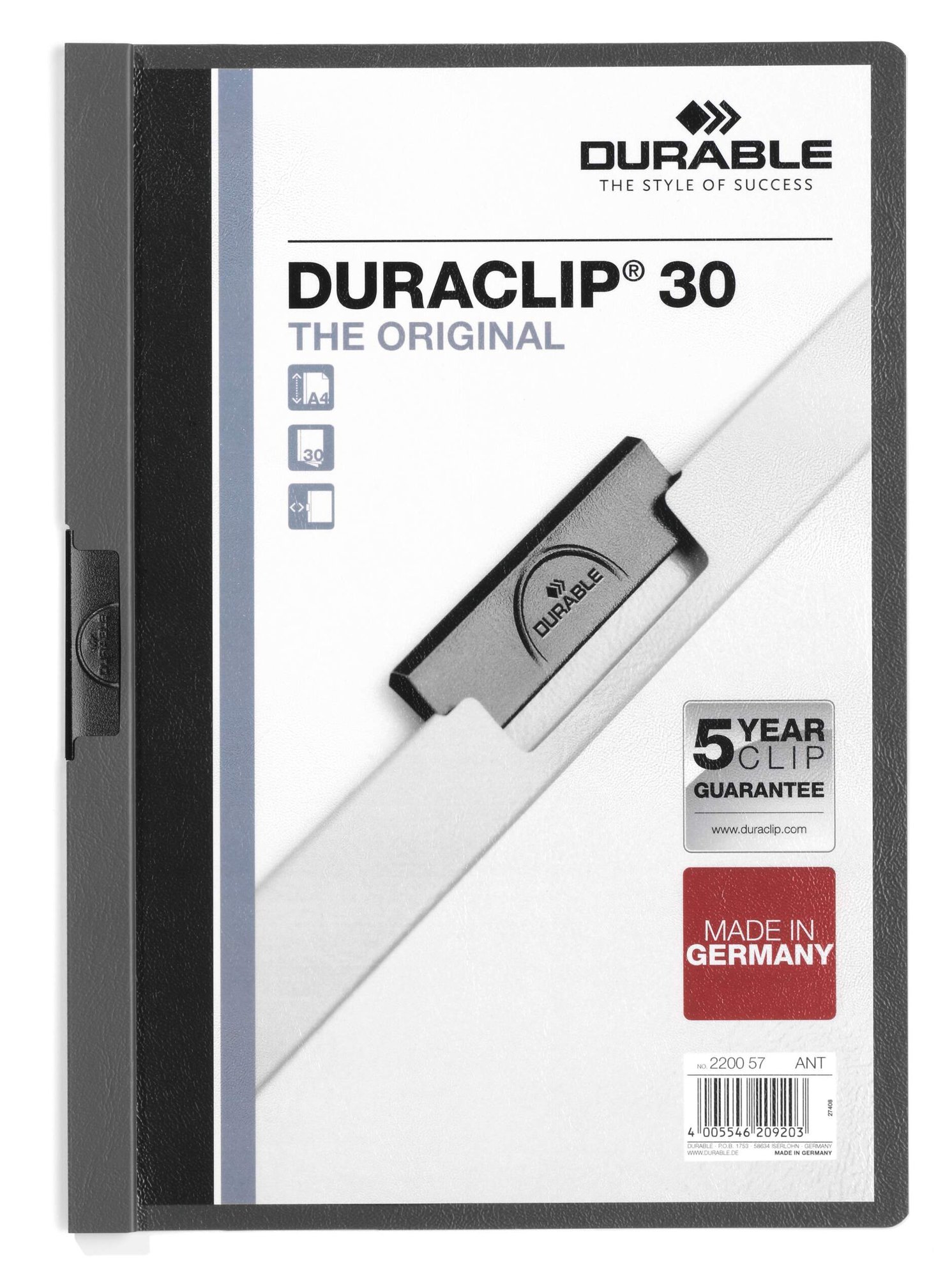 220057_1 Durable DURACLIP 30 A4 Folder Anthracite (25) - Image 1