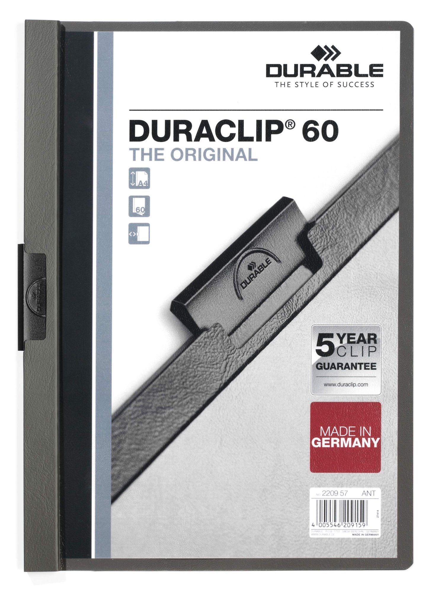 220957_1 Durable DURACLIP 60 A4 Folder Anthracite (25) - Image 1