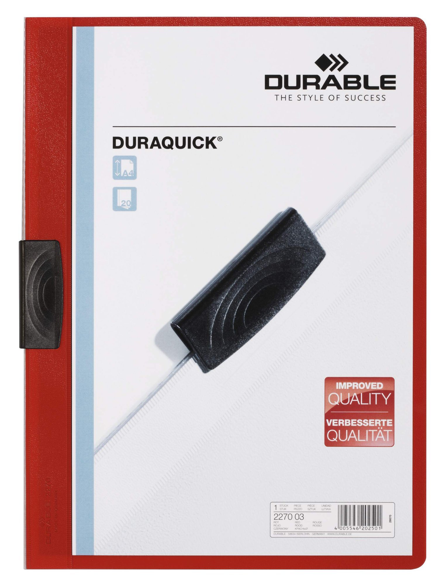 227003_1 Durable DURAQUICK A4 Folder Red (20) - Image 1