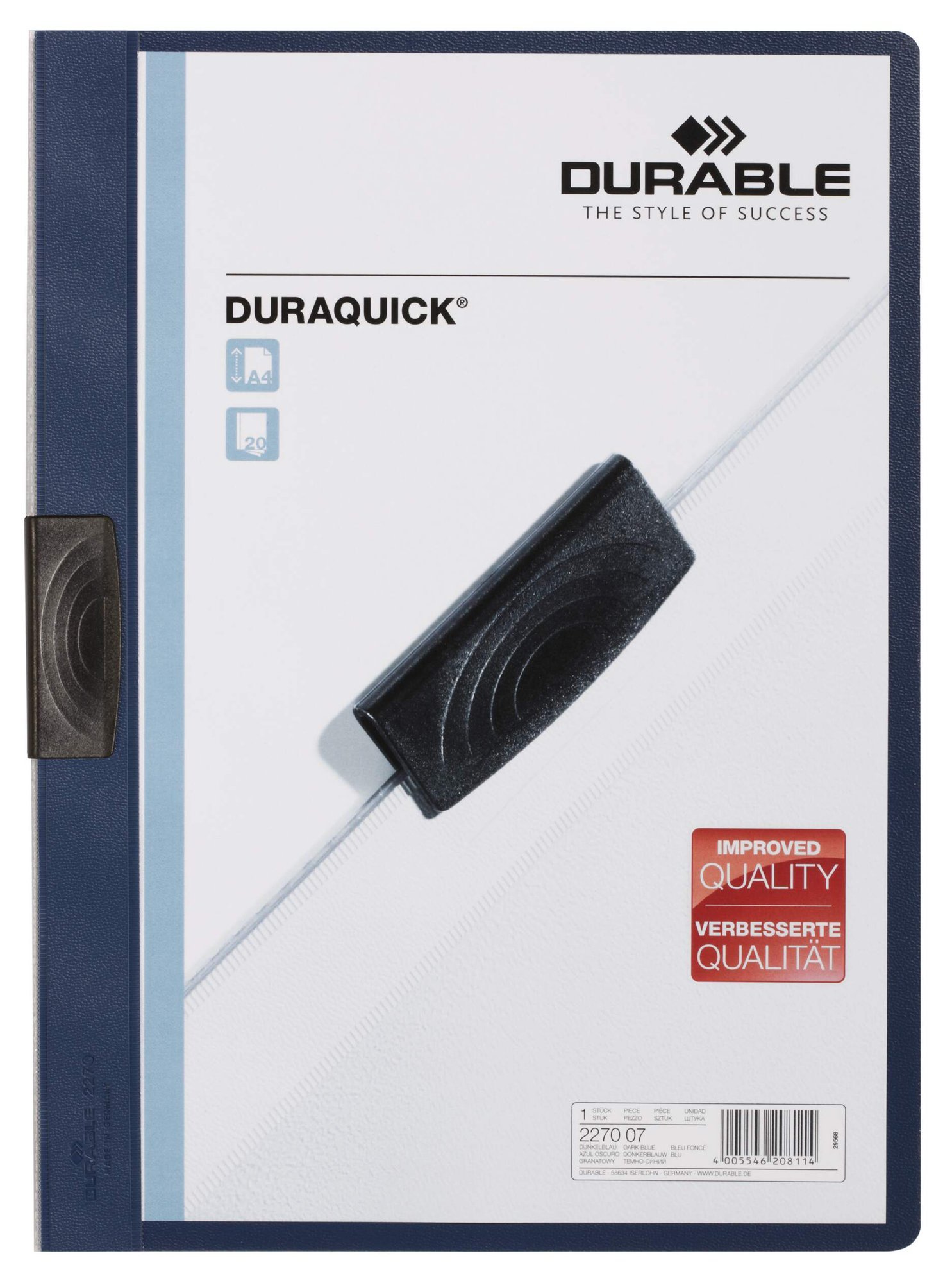 227007_1 Durable DURAQUICK A4 Folder Dark Blue (20) - Image 1
