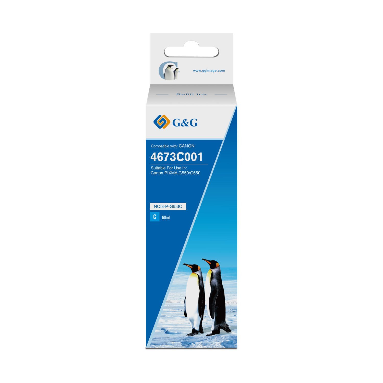 23510651 Comp Canon G+G GI-53C Cyan Ink Bottle 4673C001 - Image 1