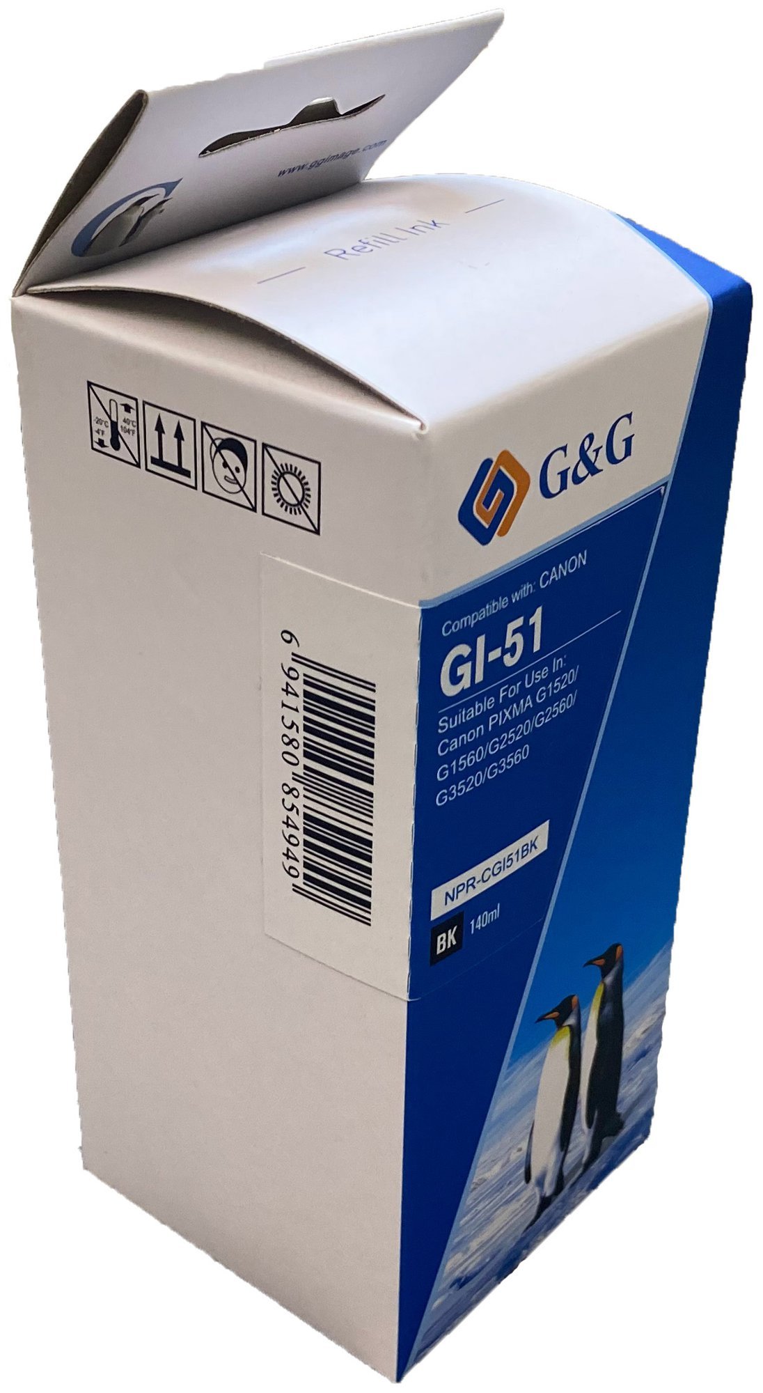 23511520 Comp Canon G+G GI-51PGBK Black Ink Bottle 4529C001 140ml Ink 6000 Pages - Image 1