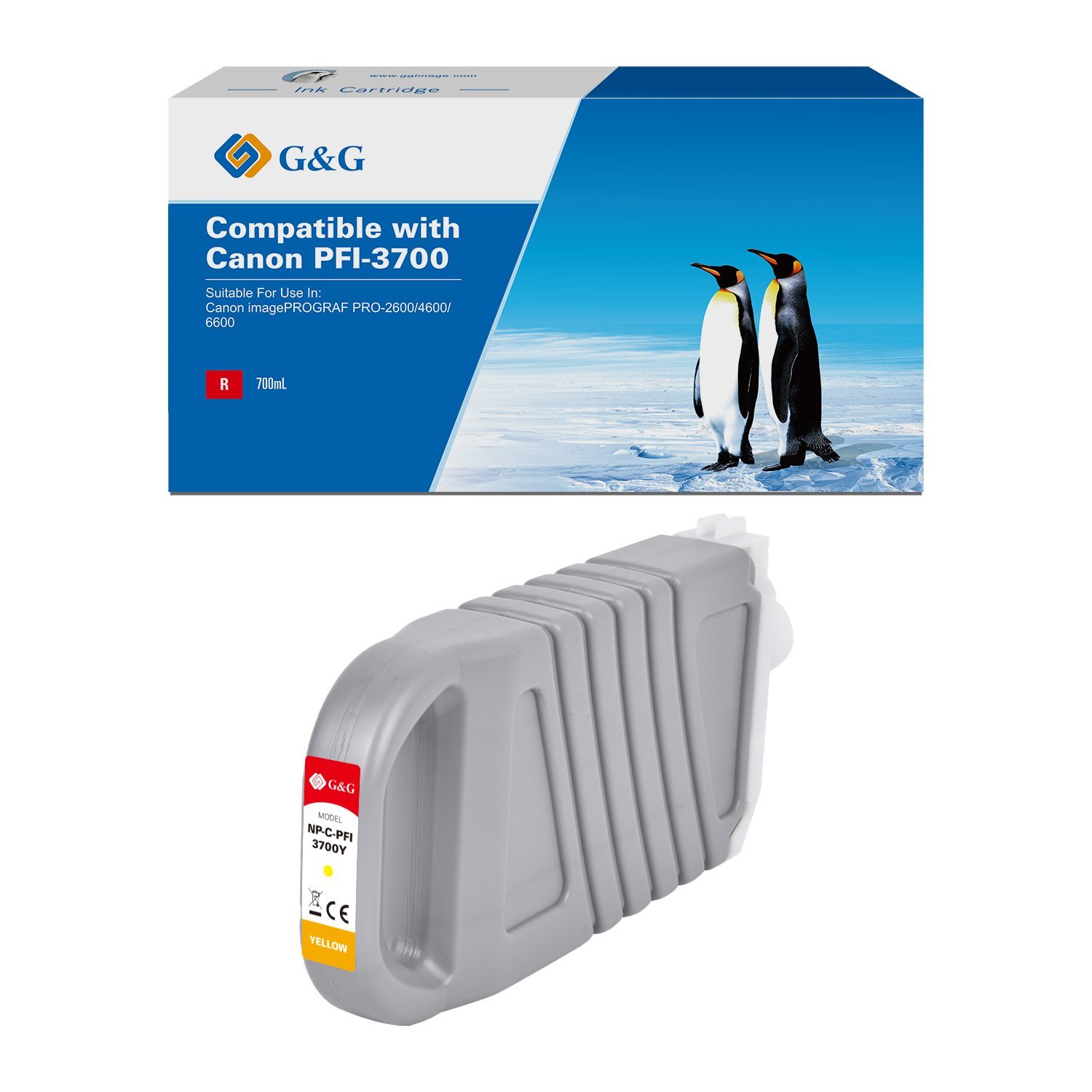 23512614_1 Comp Canon G+G PFI-3700Y Yellow High Capacity Ink Cartridge - Image 1