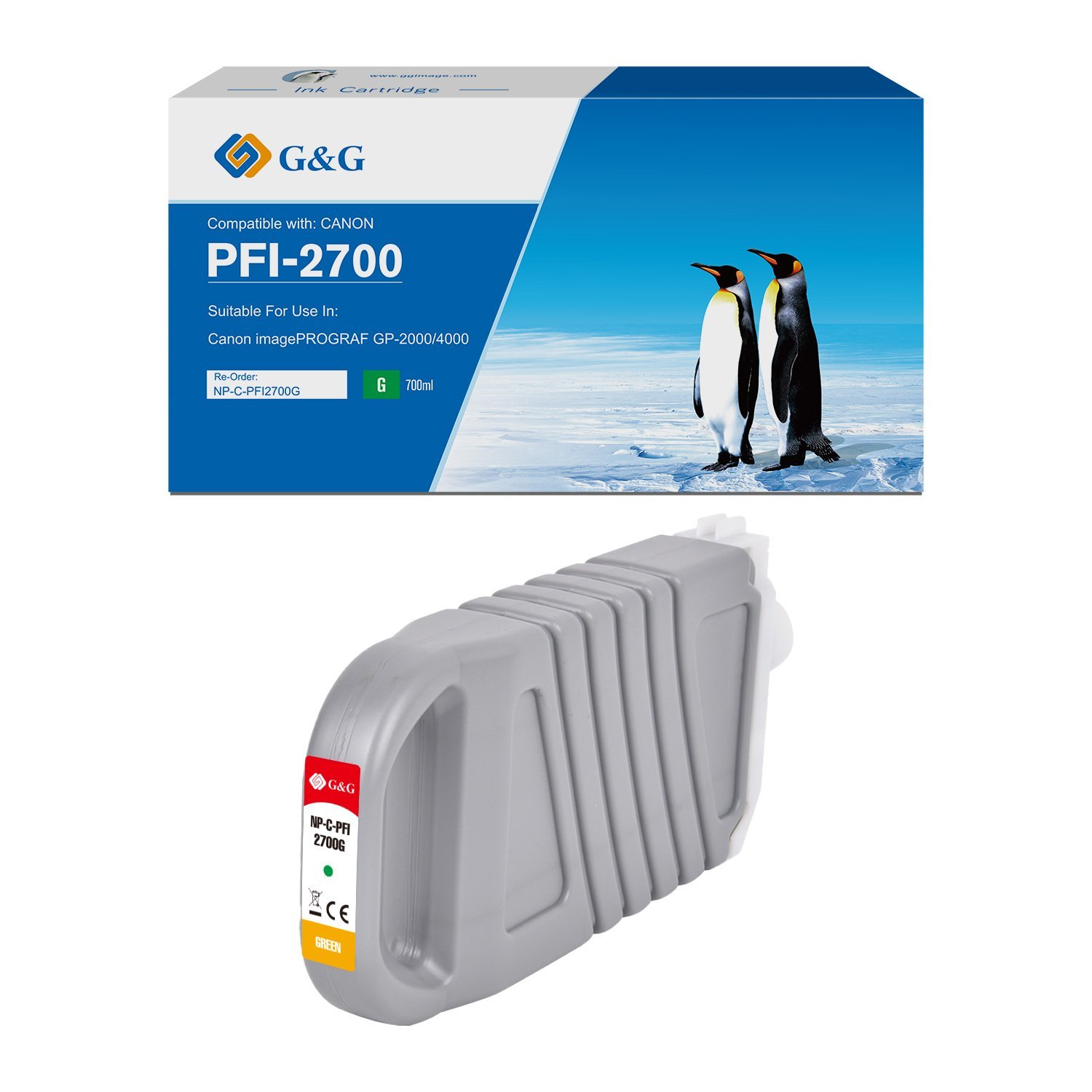 23514008_1 Comp Canon G+G PFI-2700G Green Ink Cartridge - Image 1