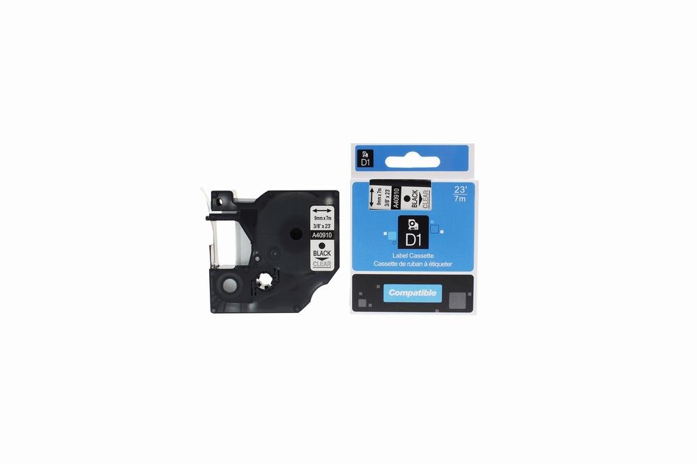 24910910 Comp Dymo YT-40910 S0720670 Labelling Tape Cassette Black on Clear - Image 1