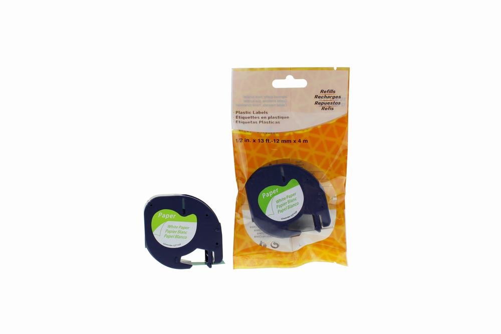 24911200 Comp Dymo 91200 Paper Labelling Tape Cassette Black on White 12mm x 4m LetraTAG - Image 1