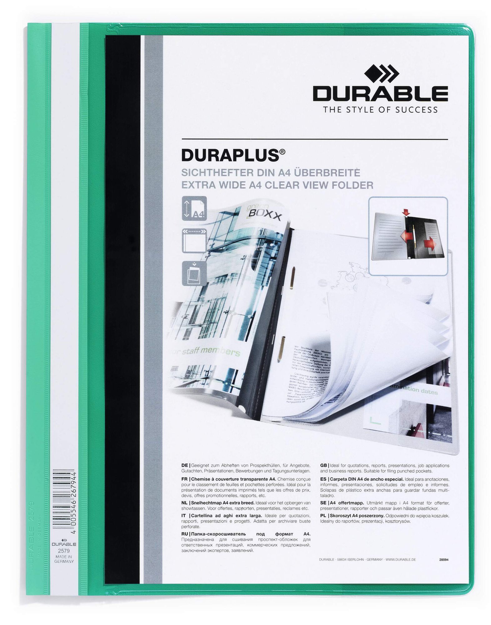 257905_1 Durable DURAPLUS A4+ Folder Green (25) - Image 1