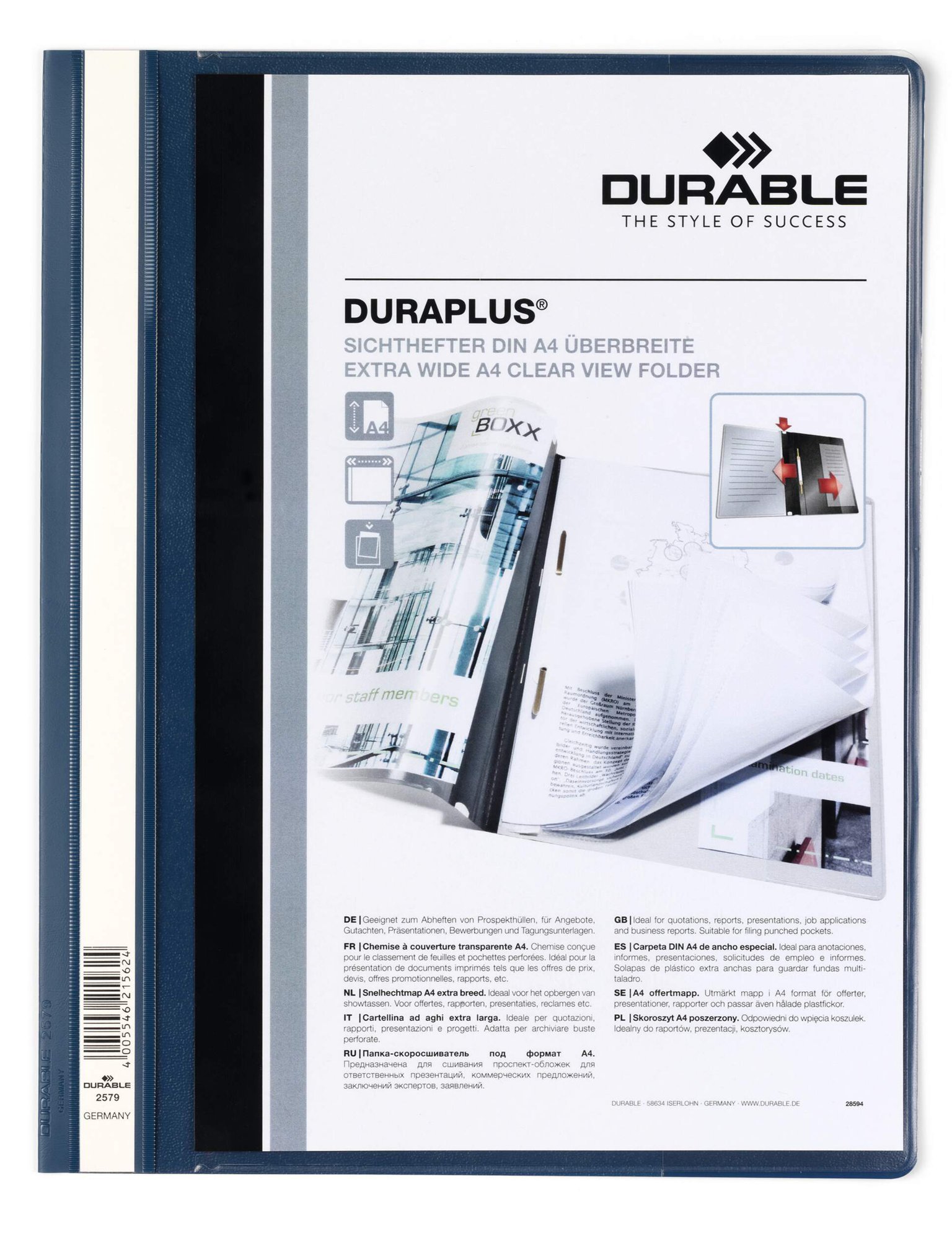 257907_1 Durable DURAPLUS A4+ Folder Dark Blue (25) - Image 1