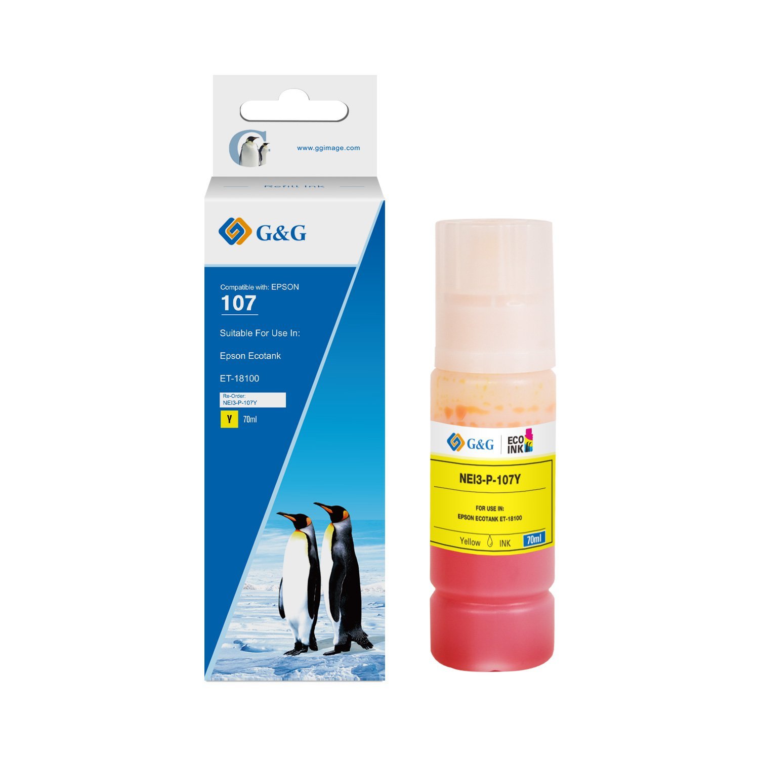 26510143 Comp Epson G+G 107 Yellow Ink Bottle C13T09B440 70ml Ink 7200 Pages - Image 1