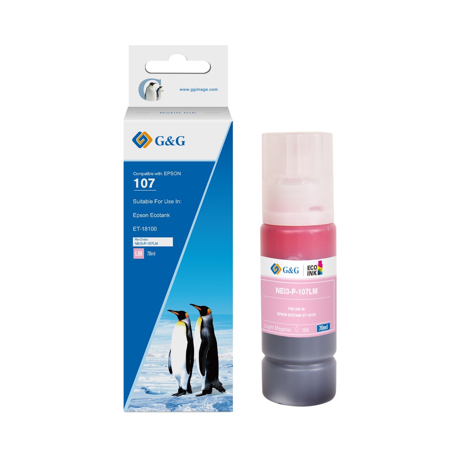 26510145 Comp Epson G+G 107 Light Magenta Ink Bottle C13T09B640 70ml Ink 7200 Pages - Image 1