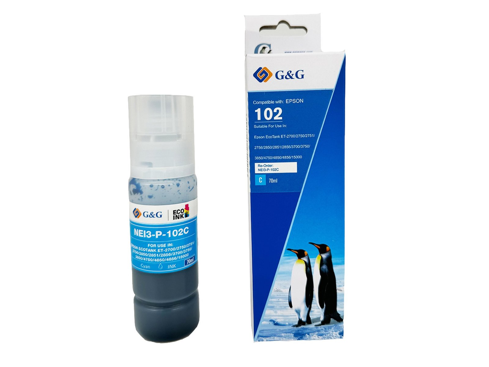 26512702 Comp Epson 102 Ecotank Cyan Ink Bottle C13T03R240 - UNBOXED - Image 1