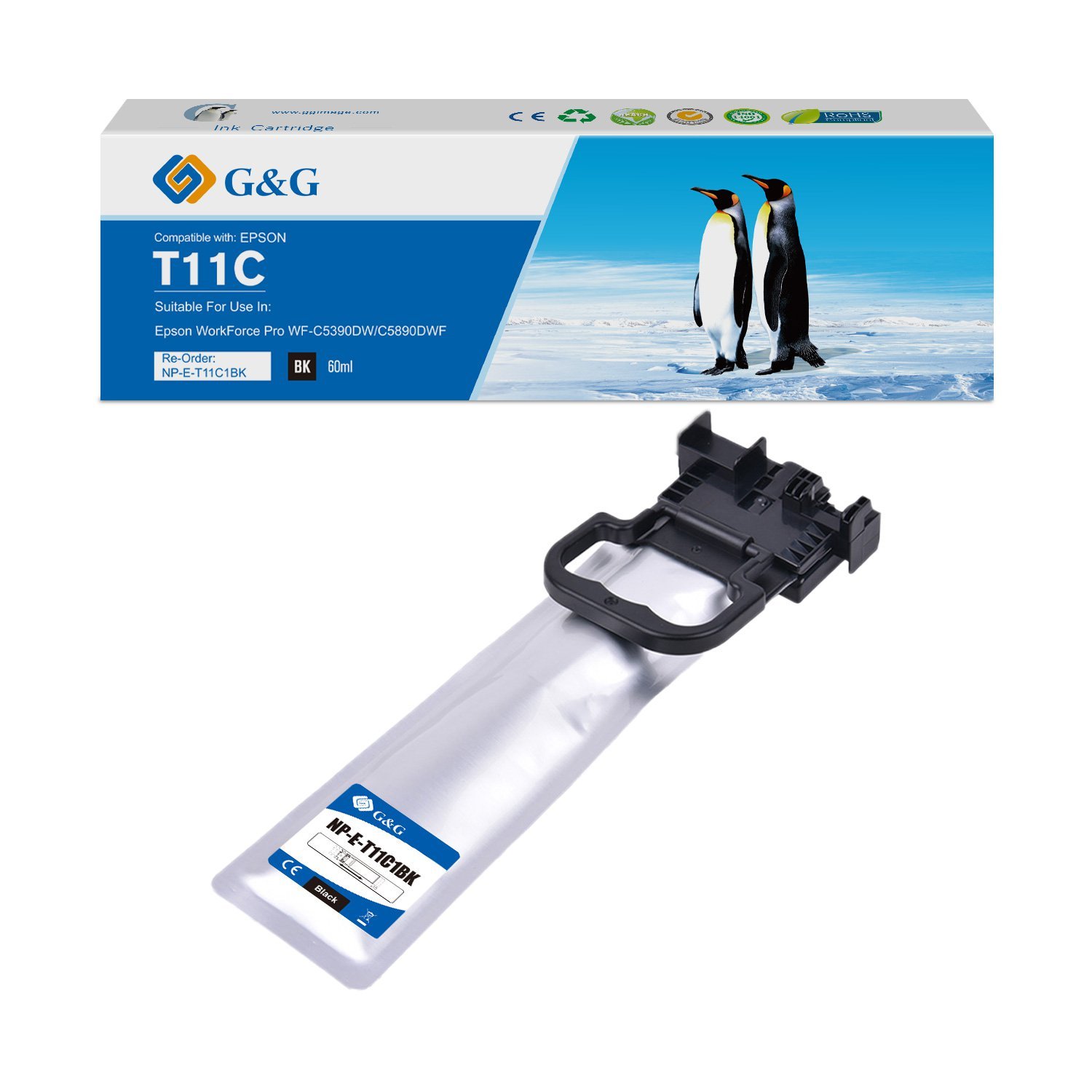 26515391 Comp Epson G+G T11C C13T11C140 Black Ink Ctg 60ml Ink 3000 Pages - Image 1