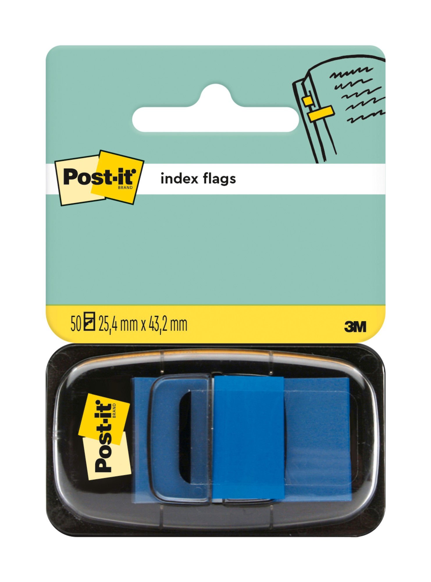 2d324aded0cab9943c04a527a50ac69fcbe5e6fb Post-it® Index Flags Medium Blue 25.4 mm x 43.2 mm 50 Flags/Dispenser 1 Dispenser/Pack - Image 1
