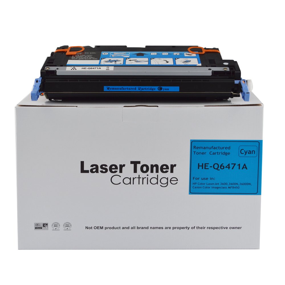 30133602 Reman HP Laserjet 3600 Cyan Q6471A Toner also for Canon 711 EP711C 1659B002AA - Image 1