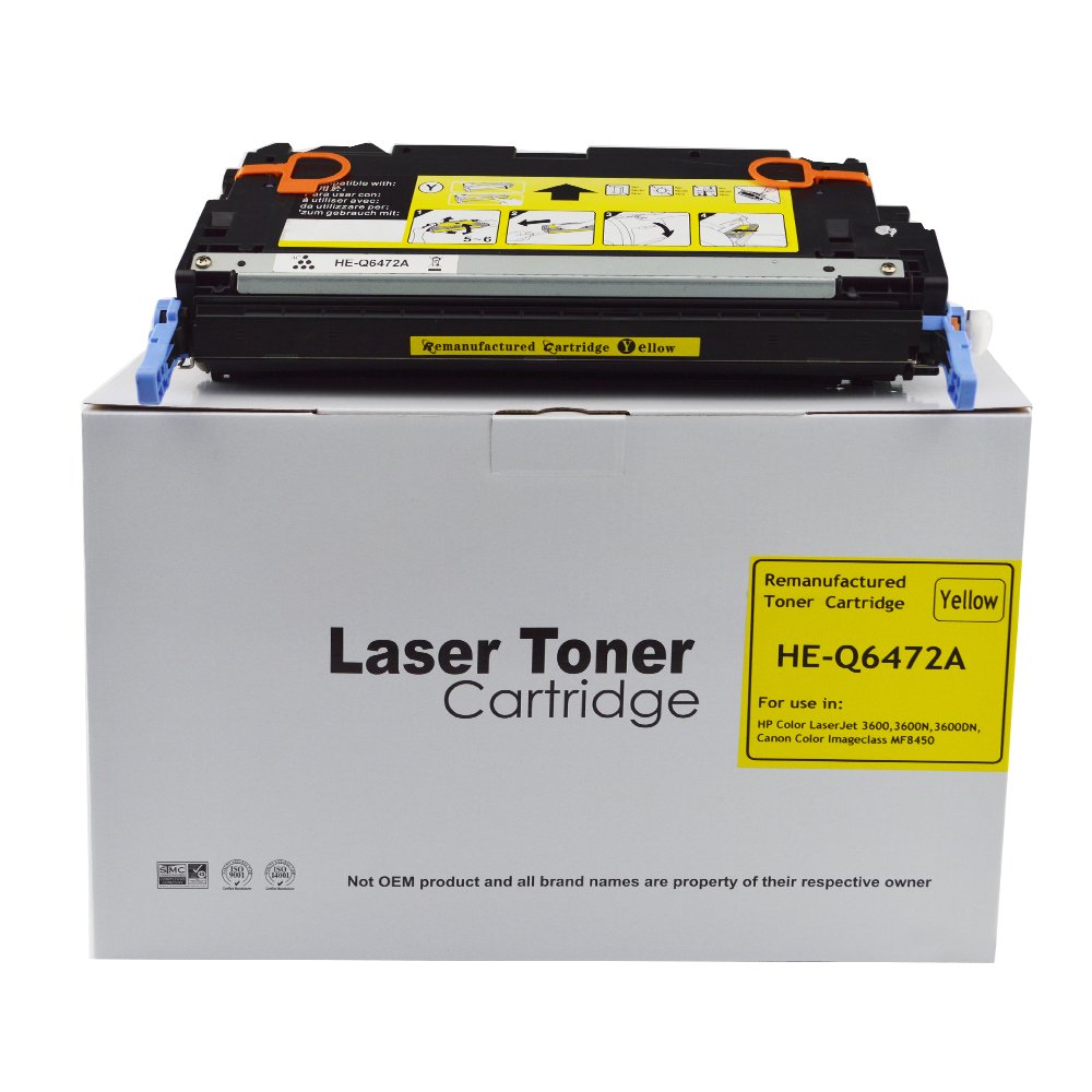 30133604 Reman HP Laserjet 3600 Yellow Q6472A Toner also for Canon 711 EP711Y 1657B002AA - Image 1