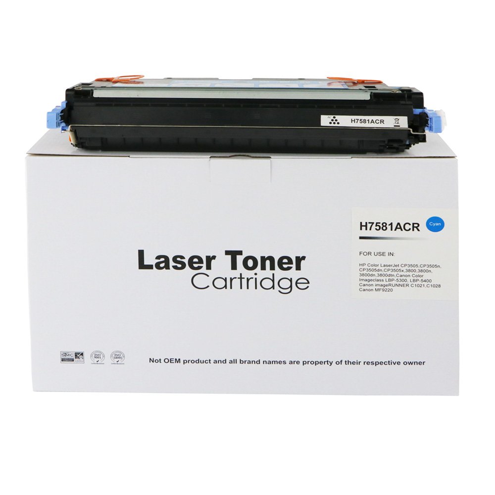 30133802 Reman HP Laserjet 3800 Cyan Toner Q7581A Ctg - Image 1