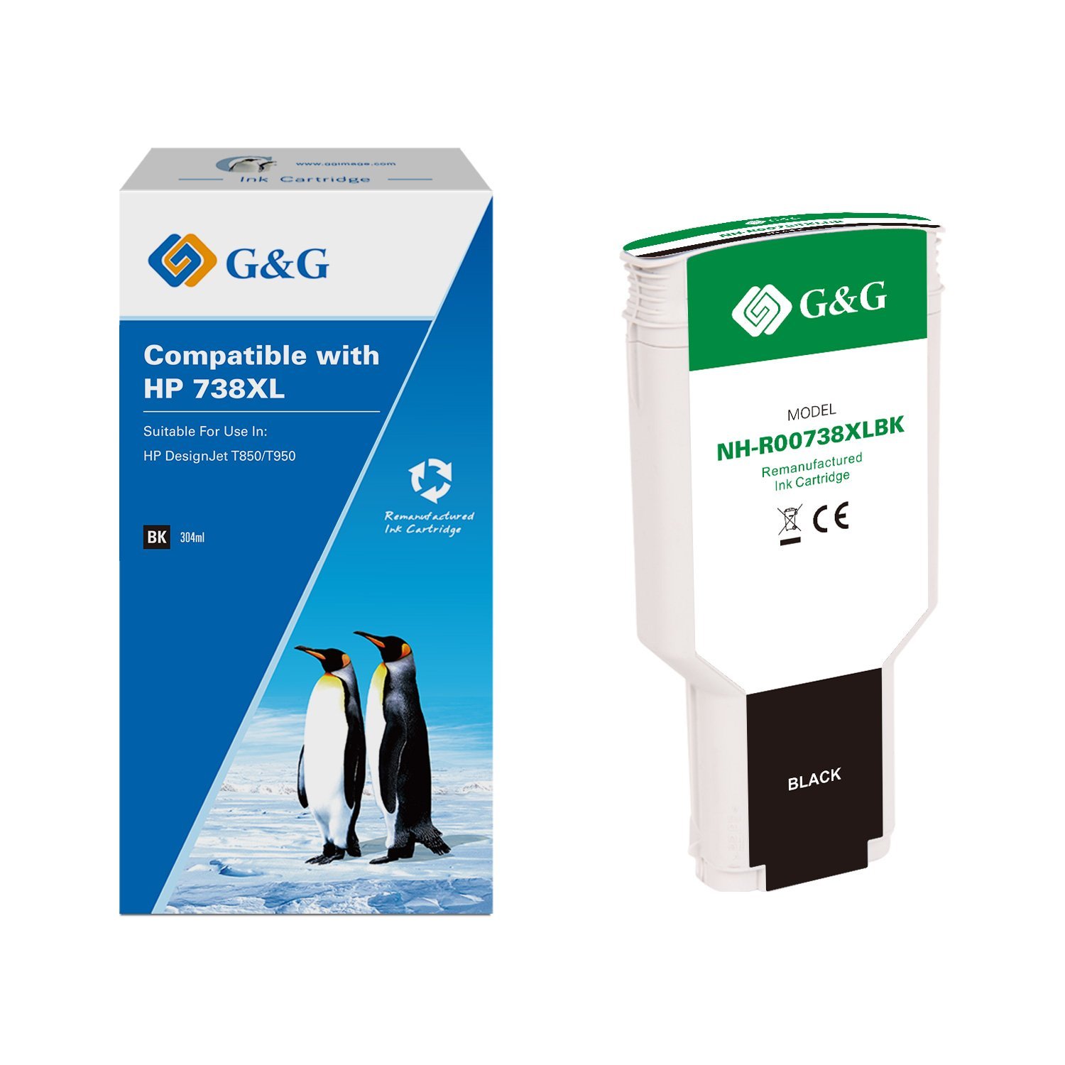 31510854_1 Reman HP G+G 738XL Black High Capacity Ink Cartridge - Image 1
