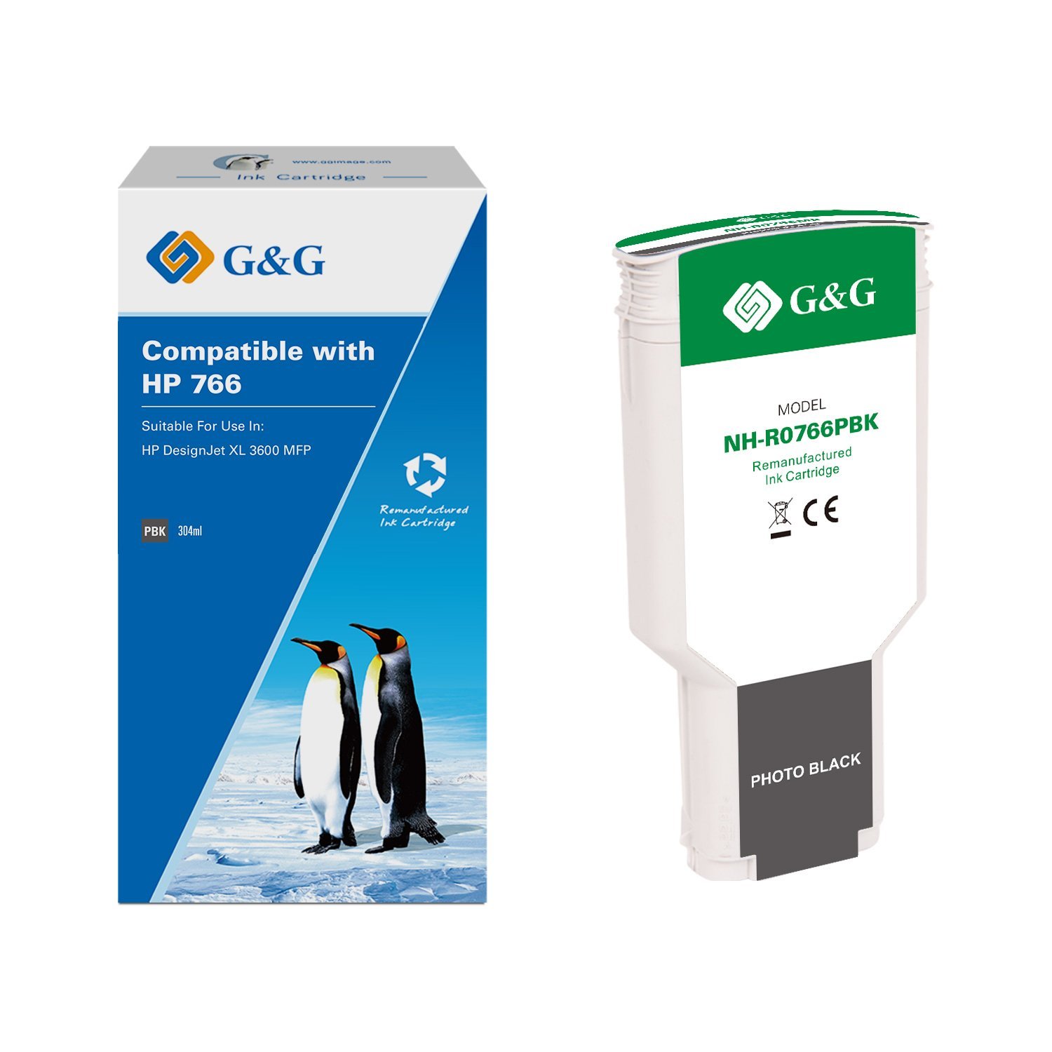 31513600_1 Reman HP G+G 766 Photo Black Ink Cartridge - Image 1
