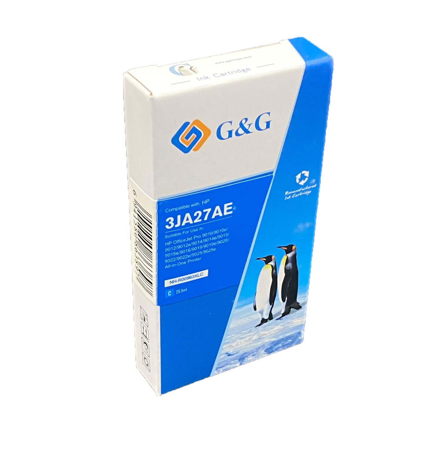 31519027 Reman HP G+G 3JA27AE 963XL Cyan Ink Ctg - Ink Level Shown - Image 1